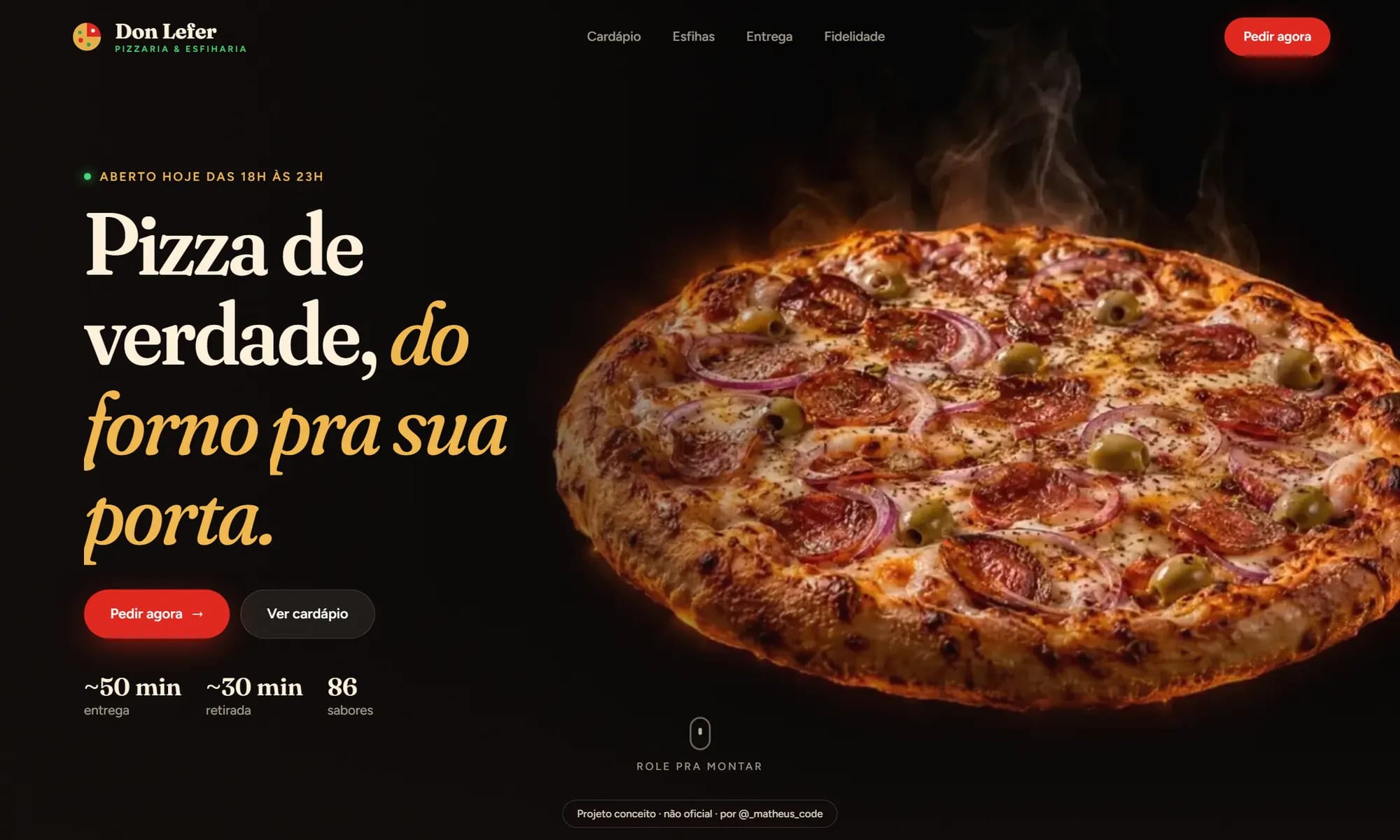 Projeto Don Lefer — Redesign conceito · Pizzaria & Delivery