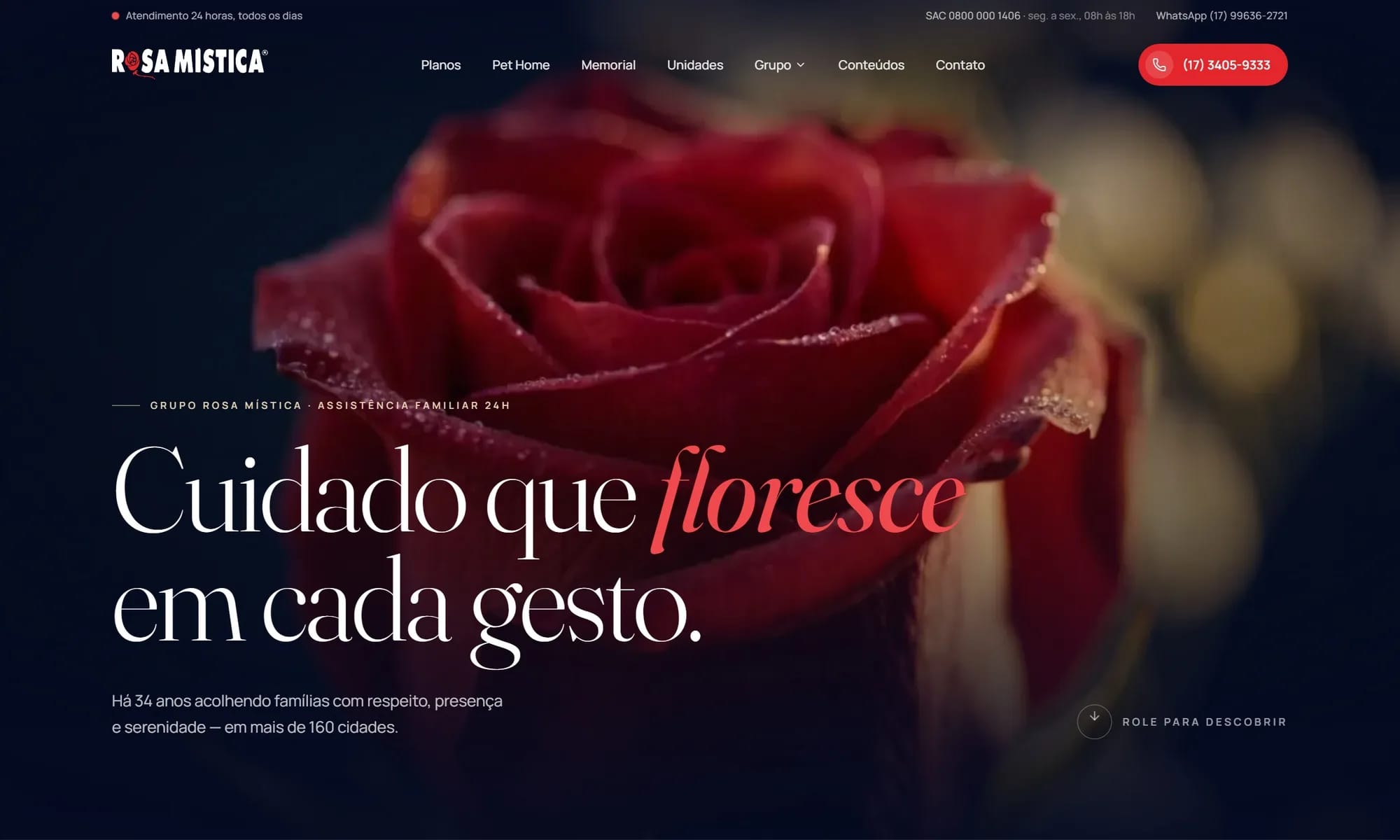 Projeto Rosa Mística — Site institucional · Assistência familiar