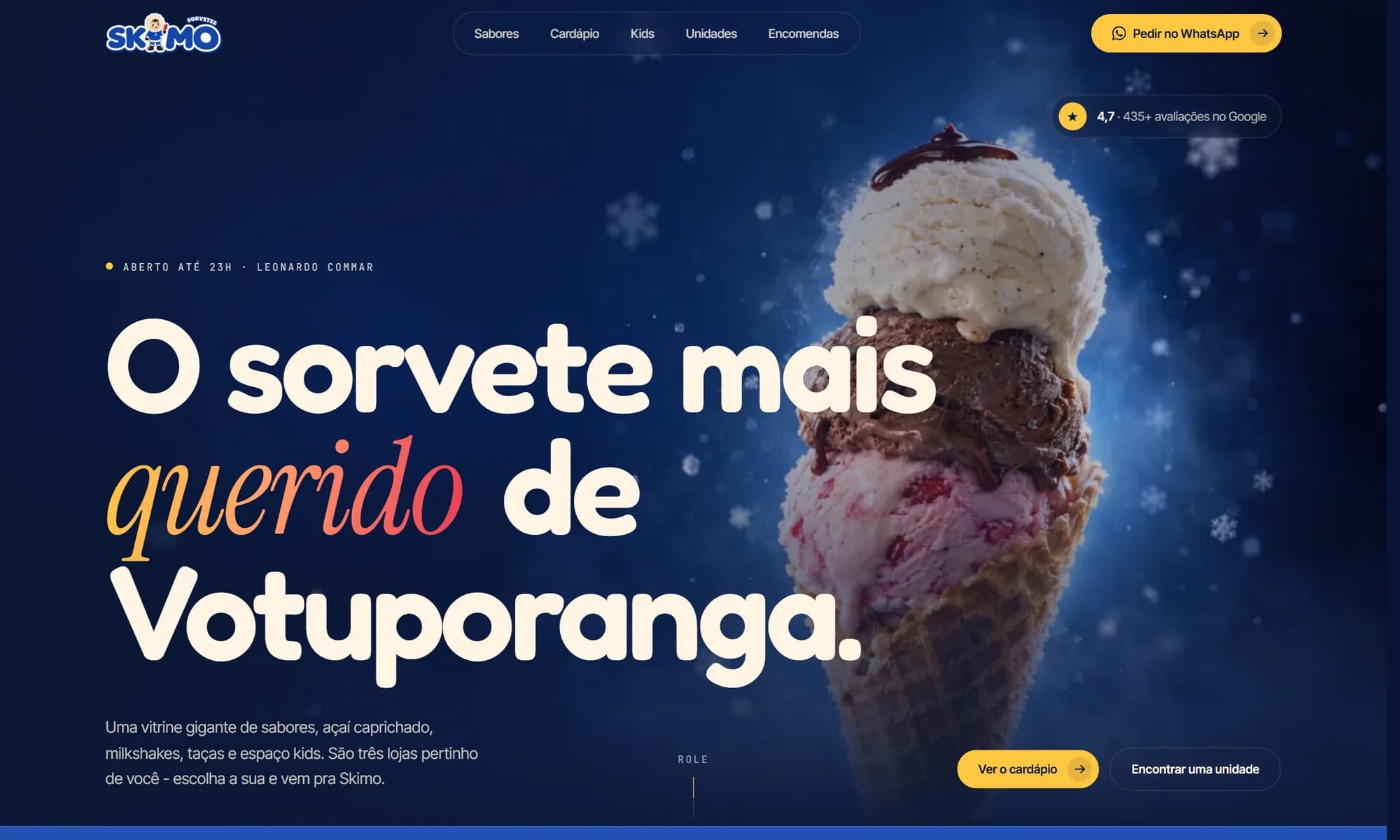 Projeto Skimo — Redesign conceito · Sorveteria